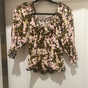 Free People Ruffled Smocked Blouse